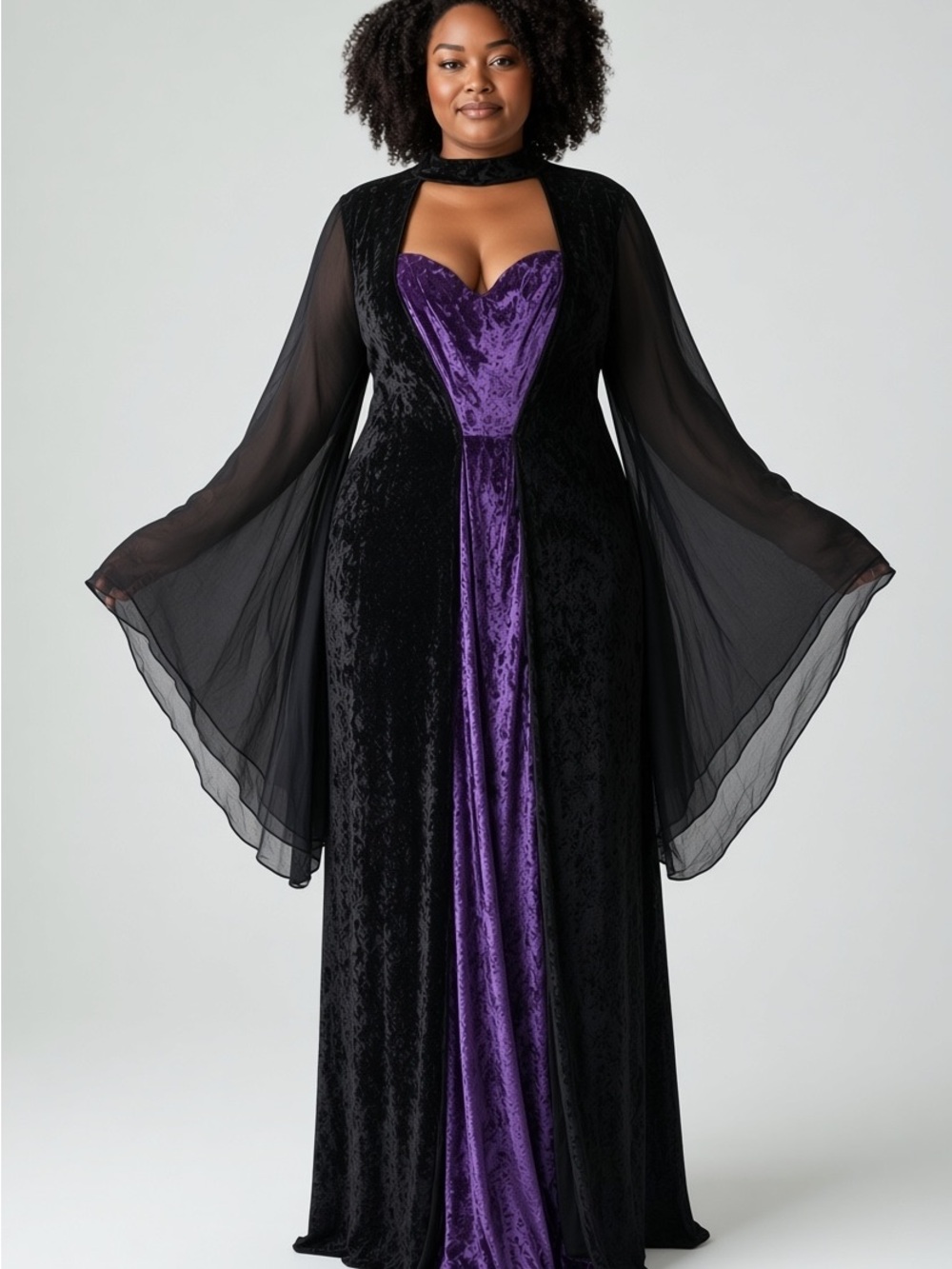 Elvira Romantic Dark Vampy Victorian Cosplay Maxi Dress Women LG Vampire Costume